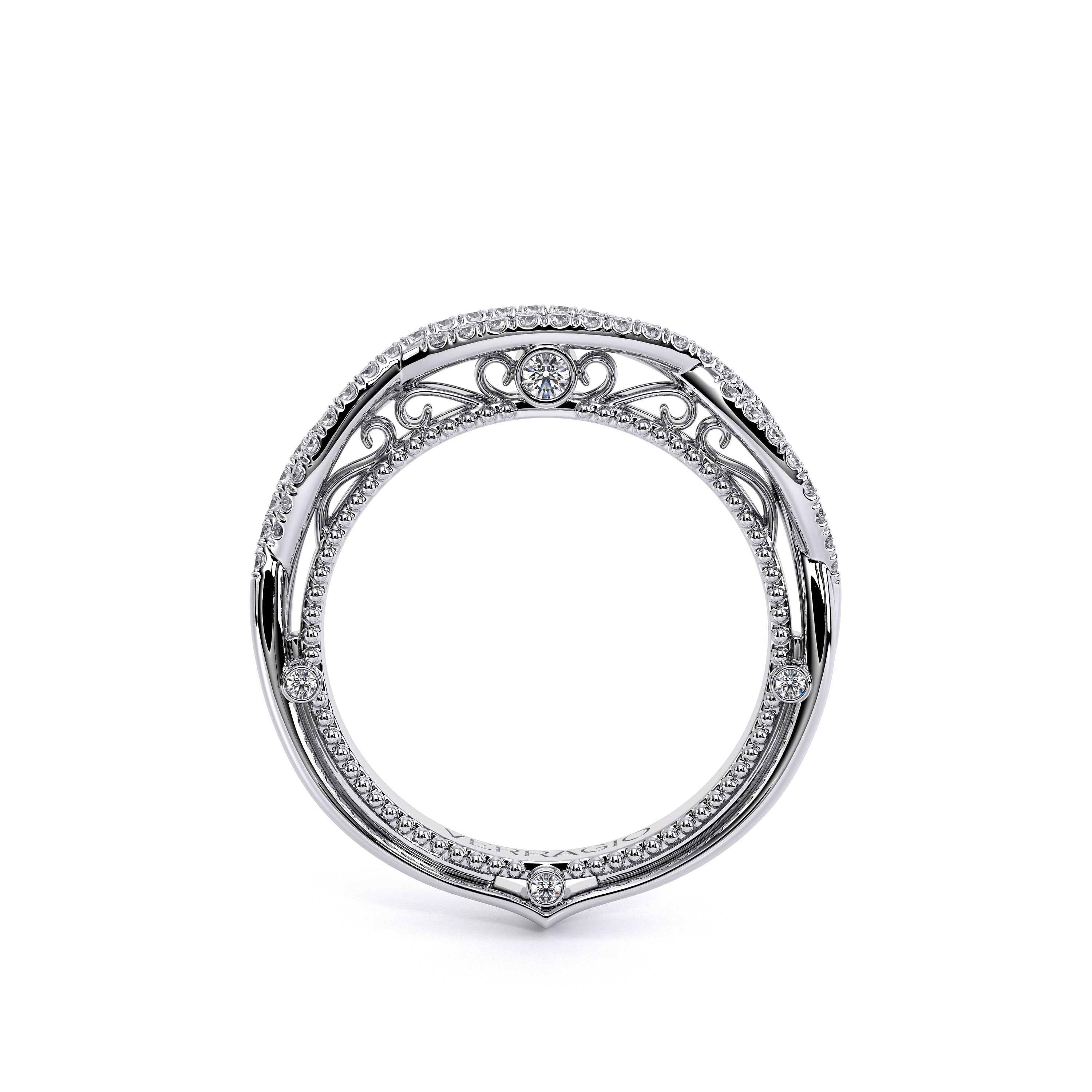 Vintage Twist Diamond Wedding Ring 18k White Gold - VEN-5003