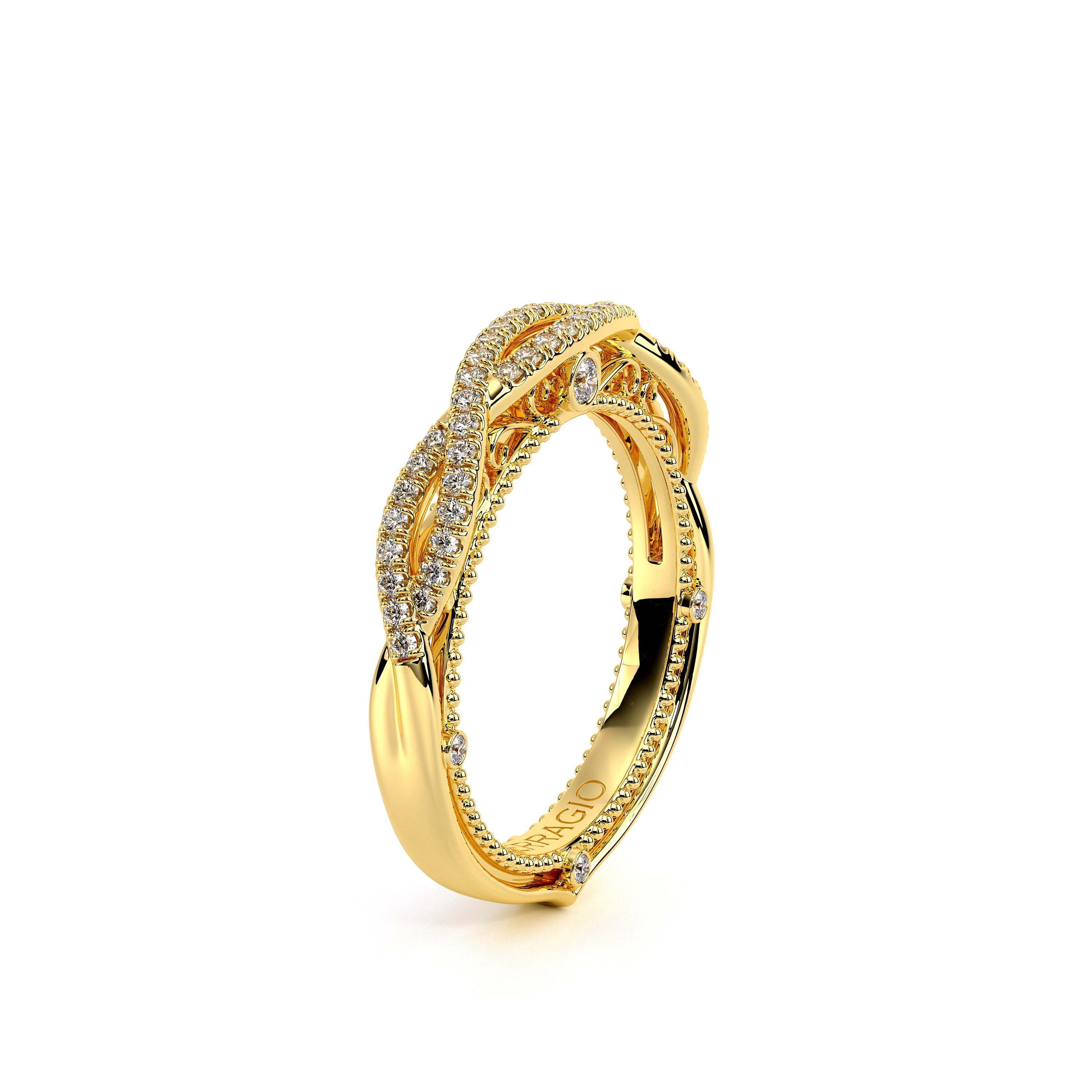 Vintage Twist Diamond Wedding Ring 18k Yellow Gold - VEN-5003
