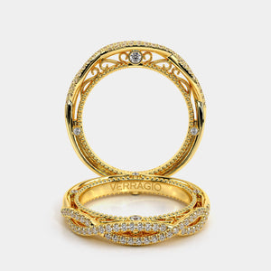 Vintage Twist Diamond Wedding Ring 18k Yellow Gold - VEN-5003