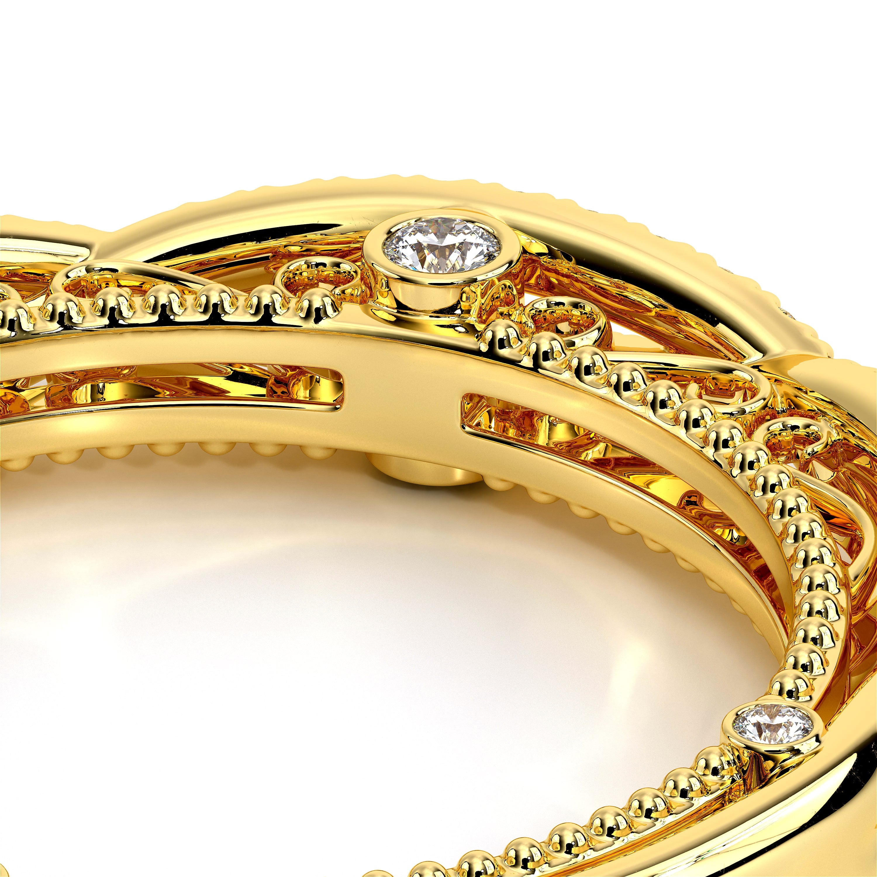 Vintage Twist Diamond Wedding Ring 18k Yellow Gold - VEN-5003