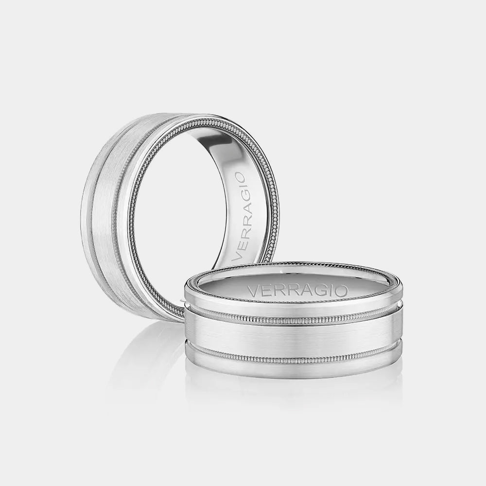 Classic Grooved Wedding Ring 14k White Gold - VW-8107