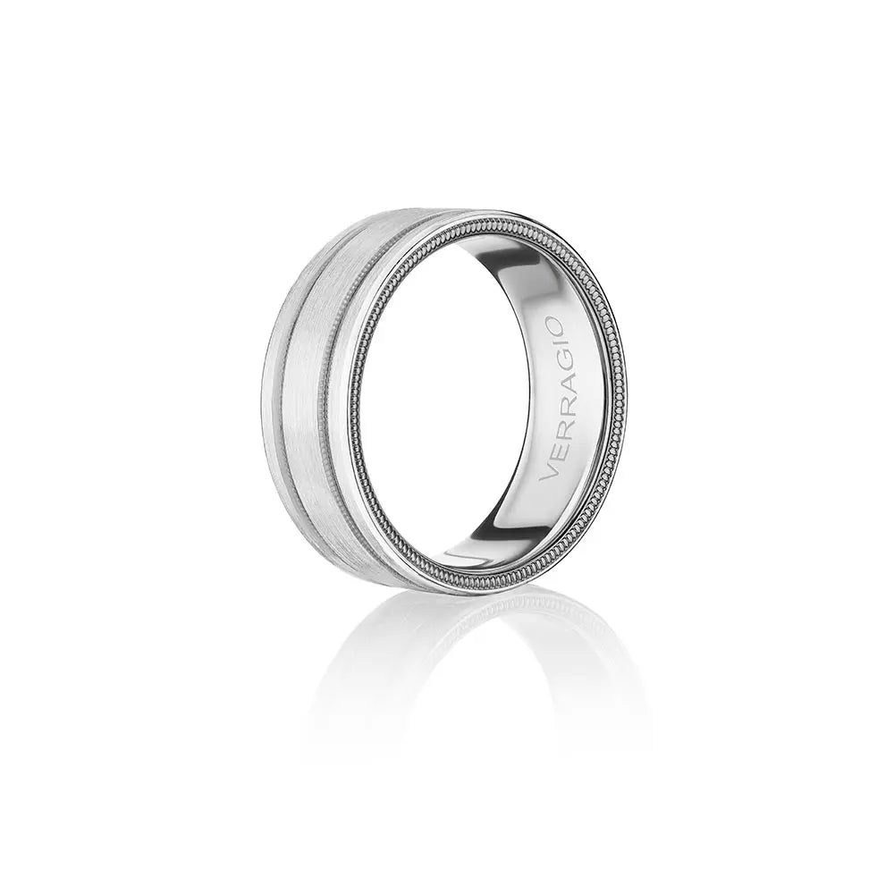 Classic Grooved Wedding Ring 18k White Gold - VW-8107