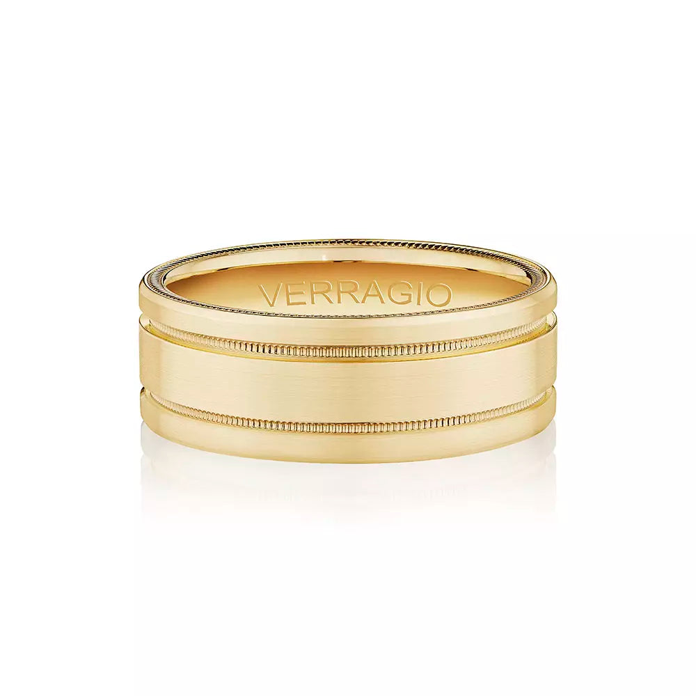 Classic Grooved Wedding Ring 18k Yellow Gold - VW-8107