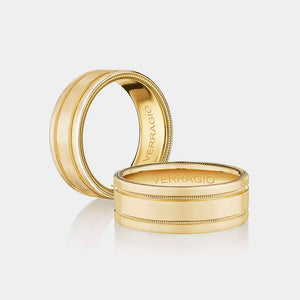 Classic Grooved Wedding Ring 18k Yellow Gold - VW-8107