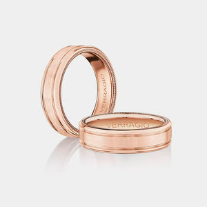 Modern Grooved Wedding Ring 14k Rose Gold - VWB-6028