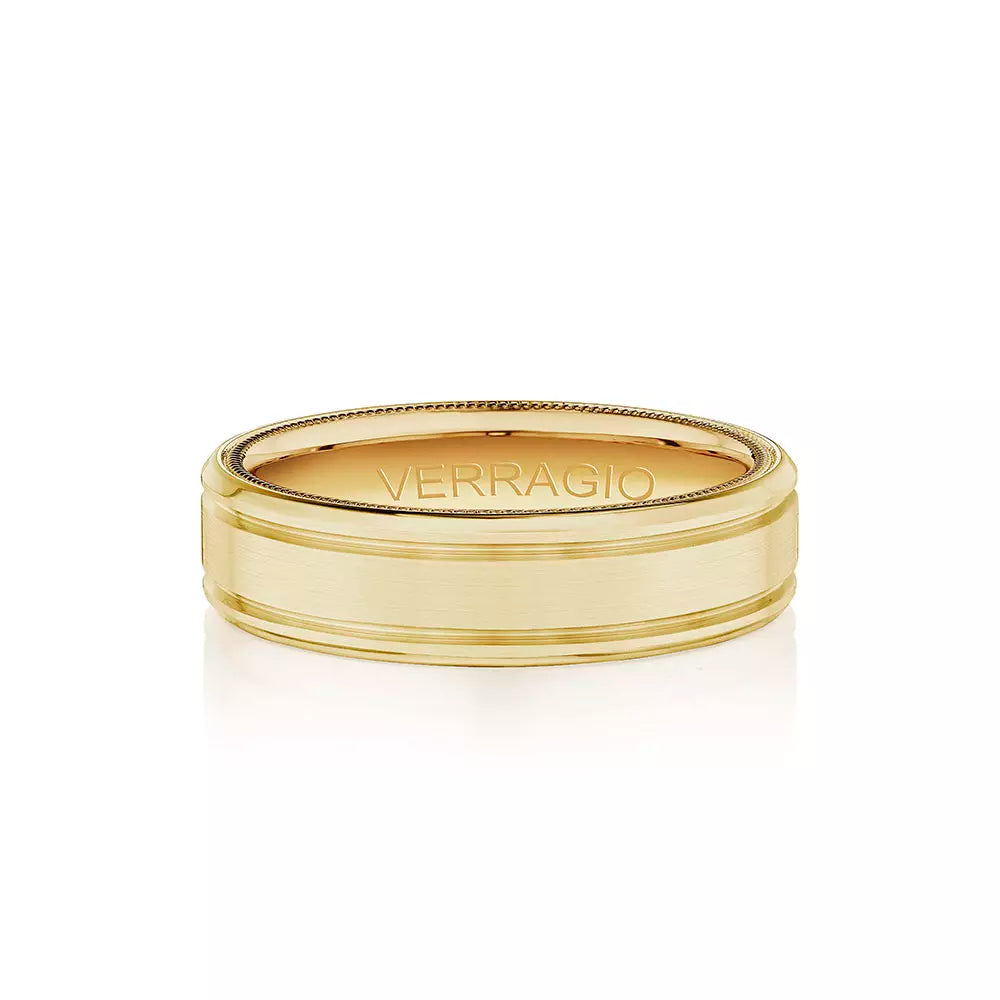 Modern Grooved Wedding Ring 14k Yellow Gold - VWB-6028