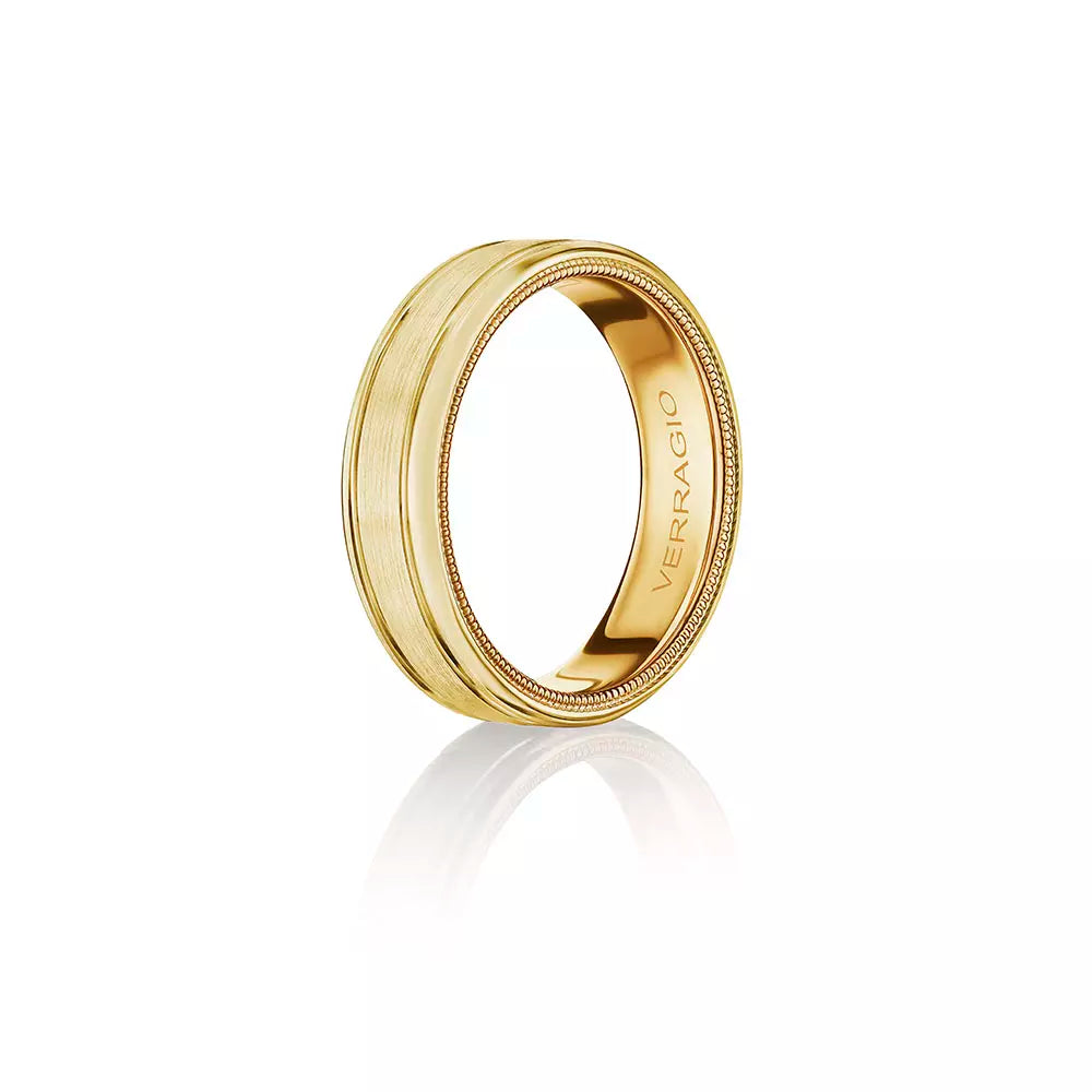 Modern Grooved Wedding Ring 18k Yellow Gold - VWB-6028