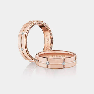 Modern Diamond Accent Wedding ring 14k Rose Gold - VWD-6927