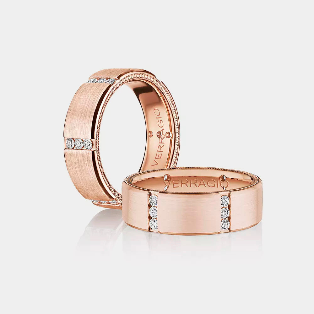 Modern Diamond Accent Wedding Ring 14k Rose Gold - VWD-7916