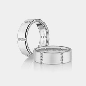 Modern Diamond Accent Wedding Ring 14k White Gold - VWD-7916