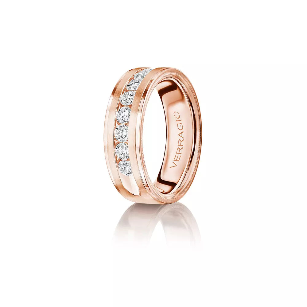 Modern Diamond Wedding Ring 14k Rose Gold - VWRD-7704