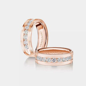 Modern Diamond Wedding Ring 18k Rose Gold - VWRD-7704