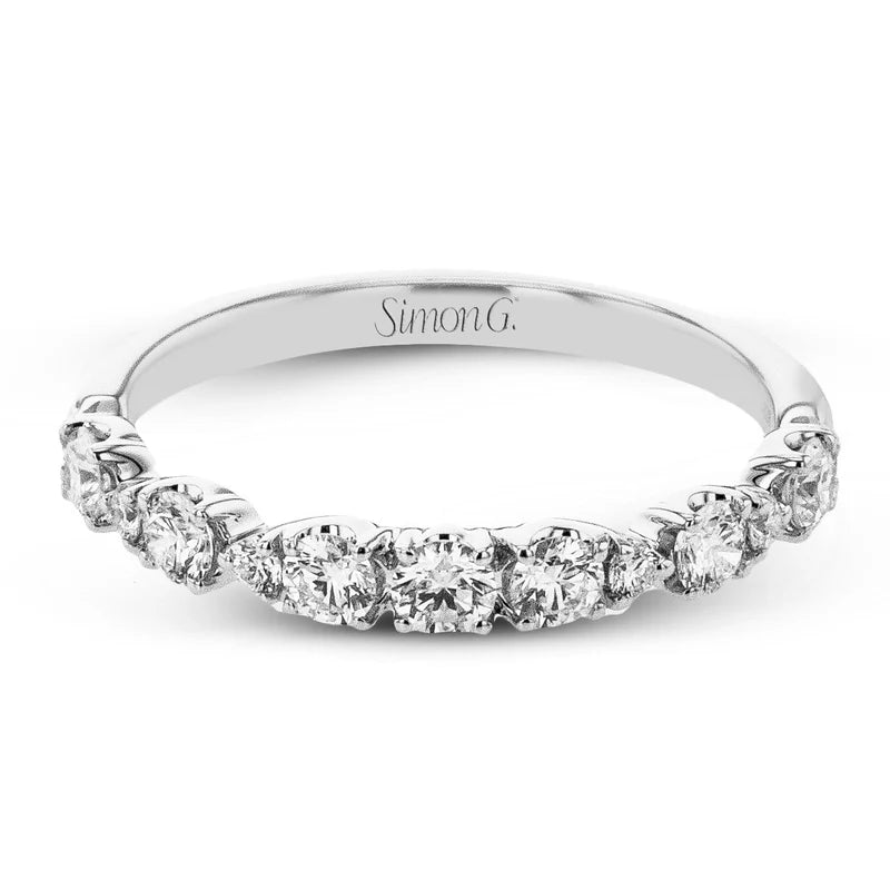 Tapered Diamond Wedding Ring 18k White Gold - LR4005-B