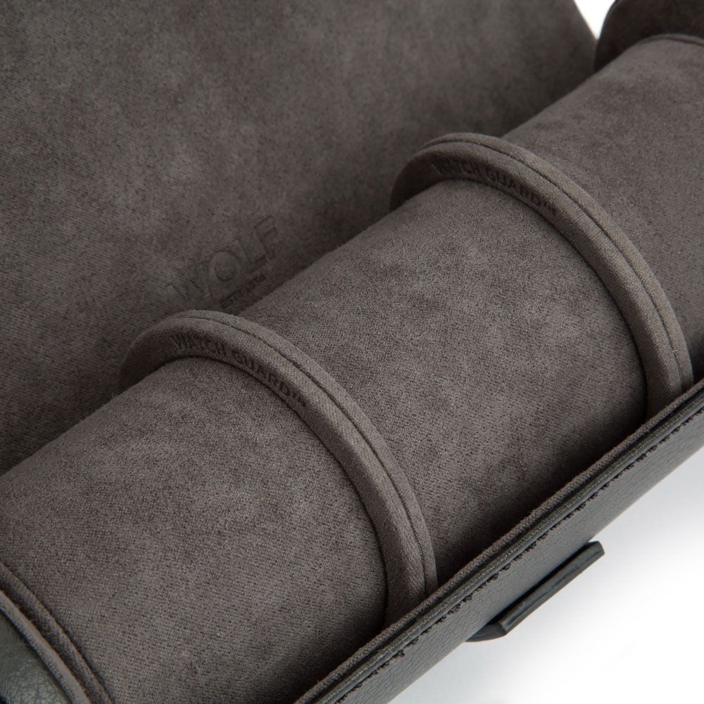 Blake Watch Roll – Black/Grey Leather