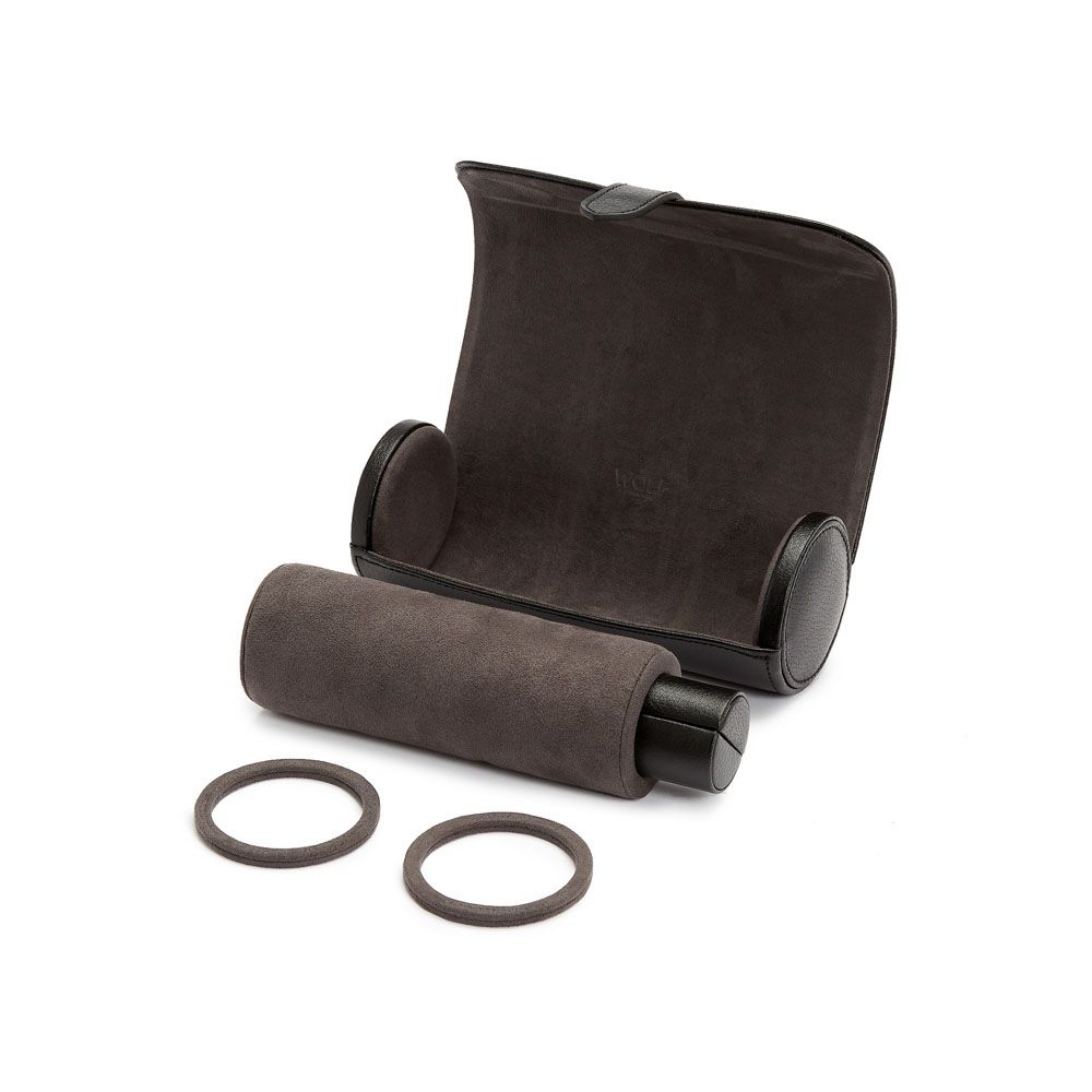 Blake Watch Roll – Black/Grey Leather