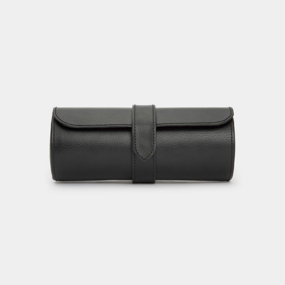 Blake Watch Roll – Black/Grey Leather