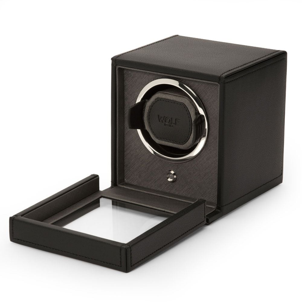 Cub Single Watch Winder - Black Vegan Leather