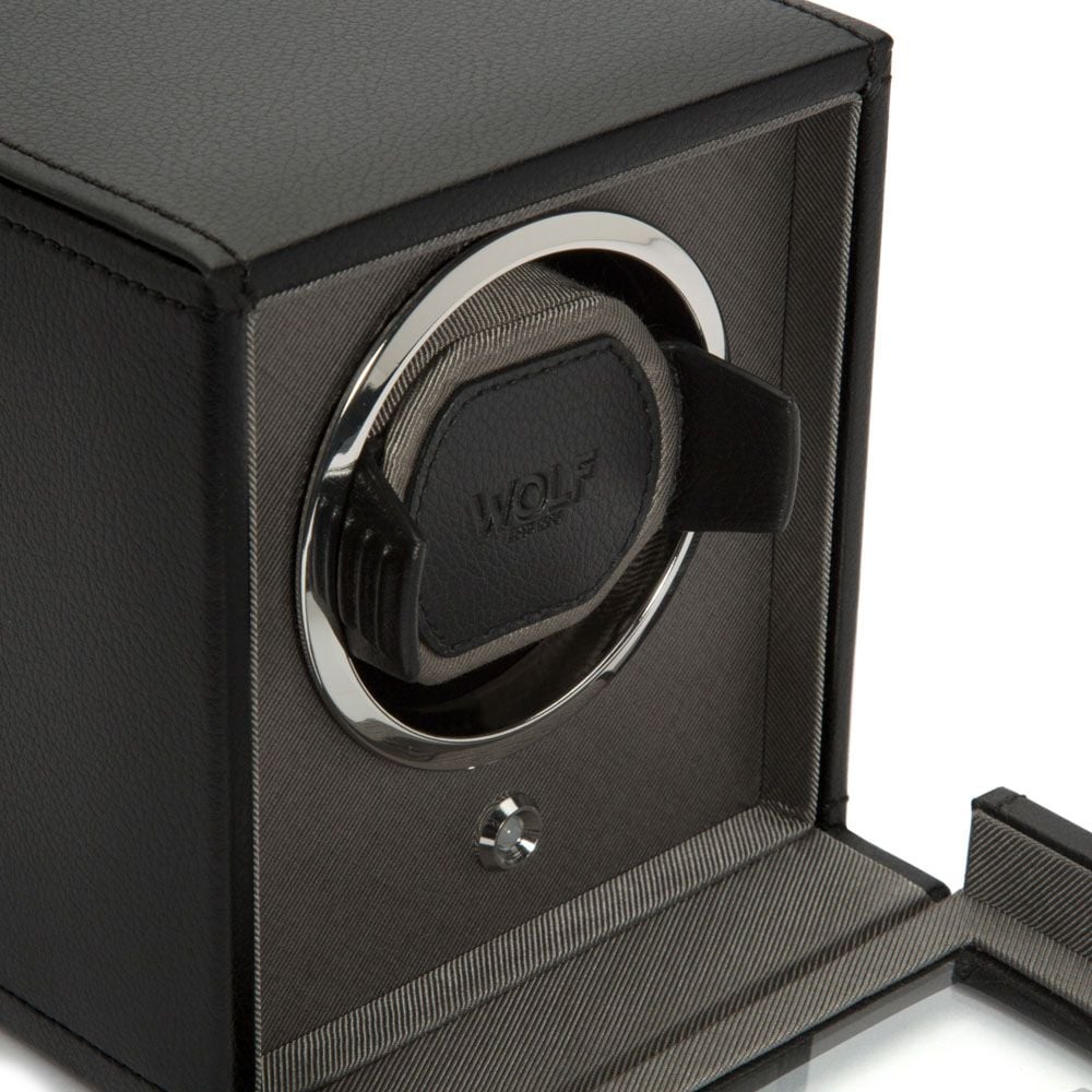 Cub Single Watch Winder - Black Vegan Leather