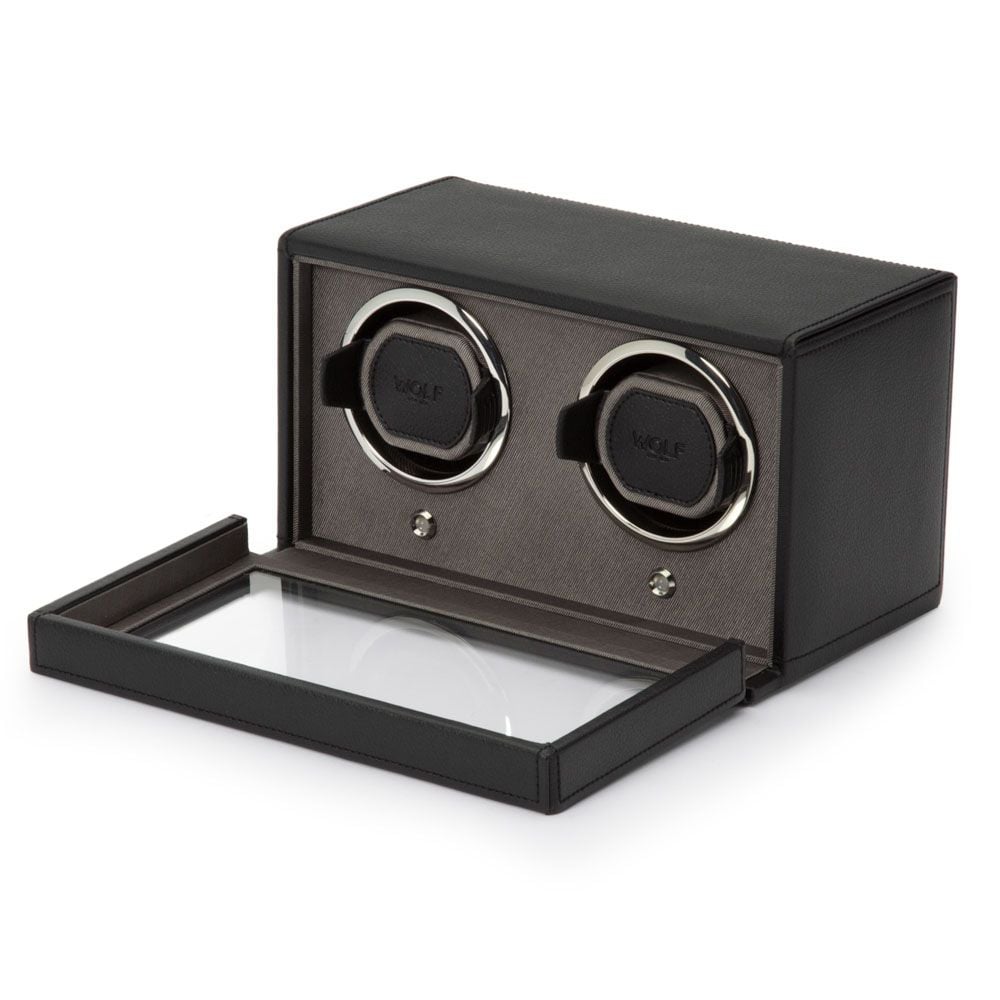 Cub Double Watch Winder - Black Vegan Leather