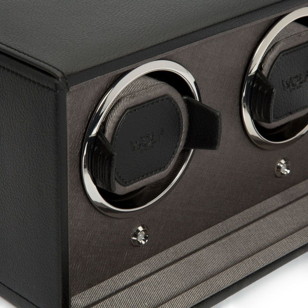Cub Double Watch Winder - Black Vegan Leather