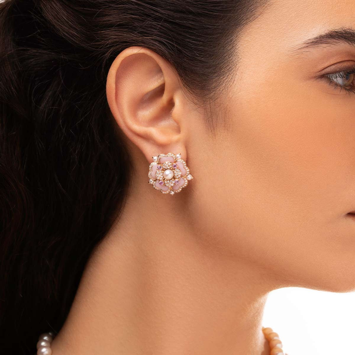 Cleopatra Freshwater Pearl, Diamond, Sapphire & Opal Earrings