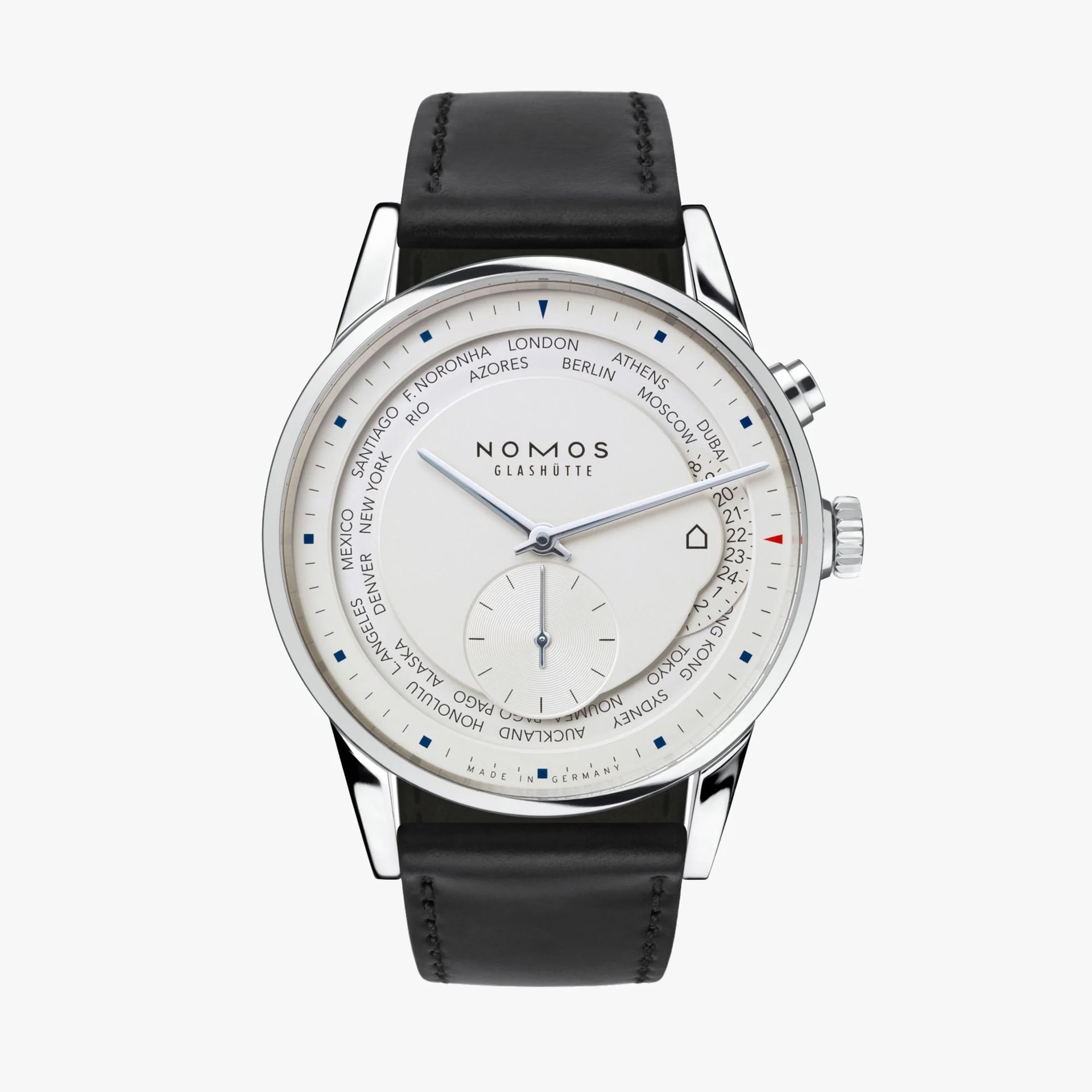 NOMOS Glashütte Zürich Worldtimer 40mm - White Dial on Strap