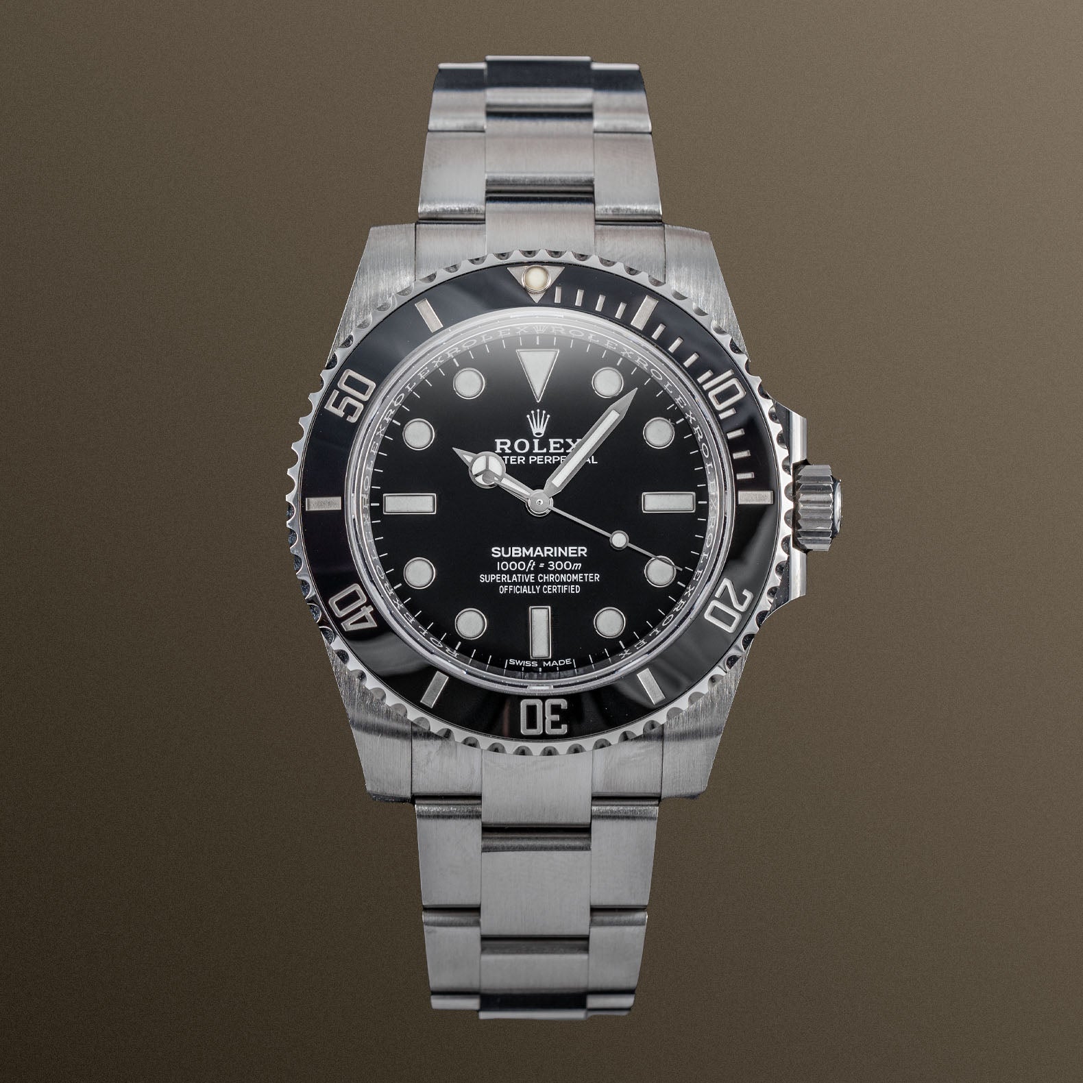 Rolex No-Date Submariner 40mm - Black Dial on Bracelet - 114060