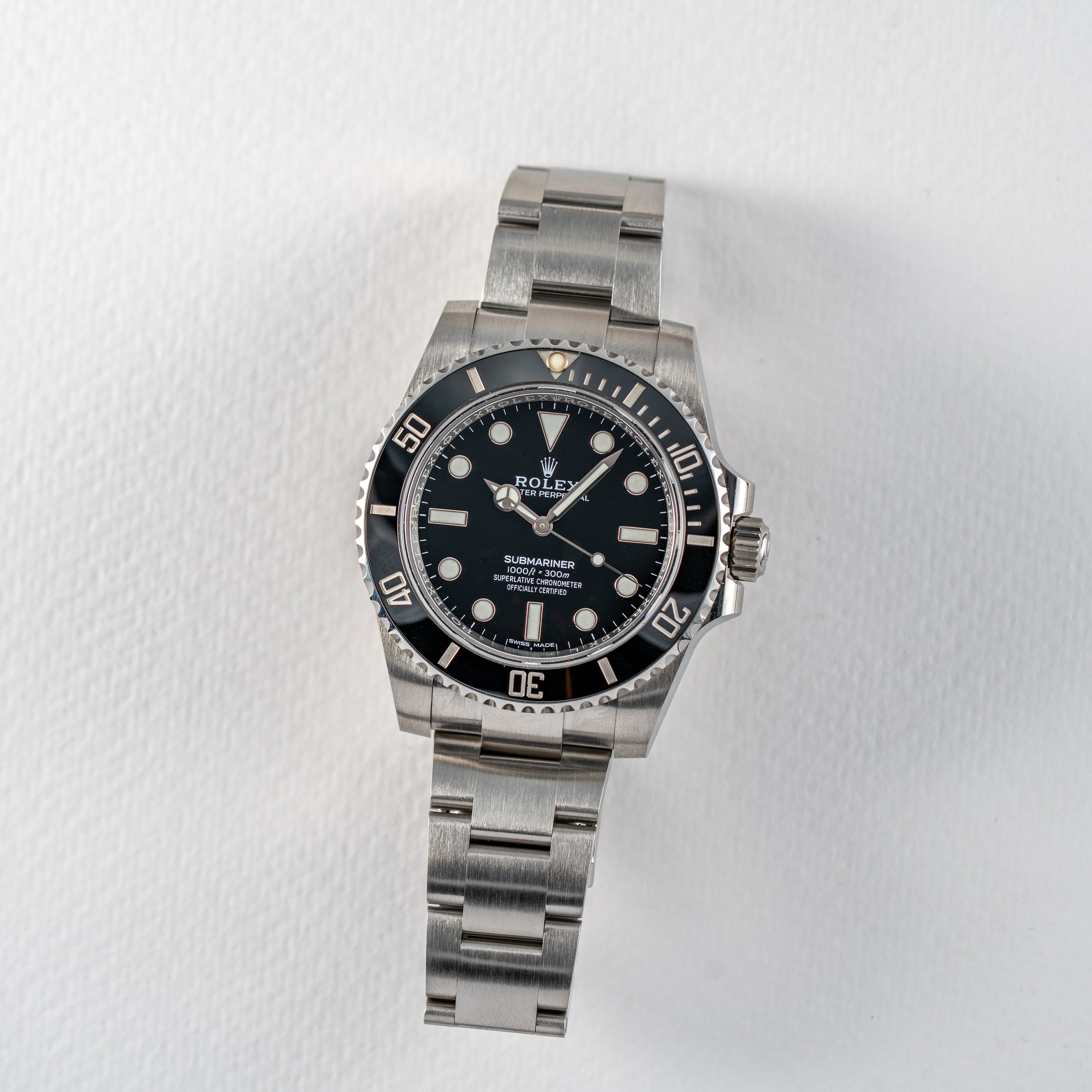 Rolex No-Date Submariner 40mm - Black Dial on Bracelet - 114060