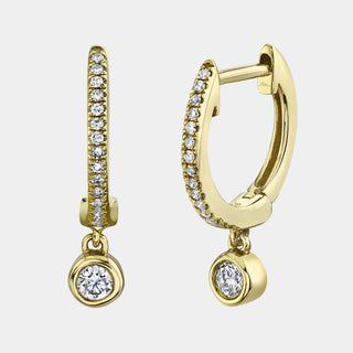 Kate Yellow Gold Diamond Bezel Huggie Earrings