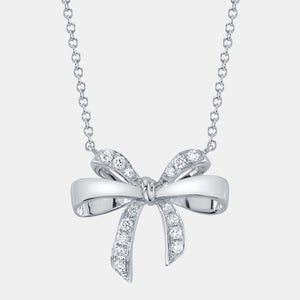 Kate White Gold Diamond Bow Necklace