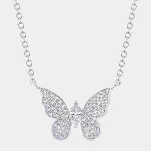Eden White Gold Marquise Diamond Butterfly Necklace