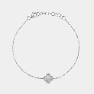 Kate White Gold Diamond Clover Charm Bracelet
