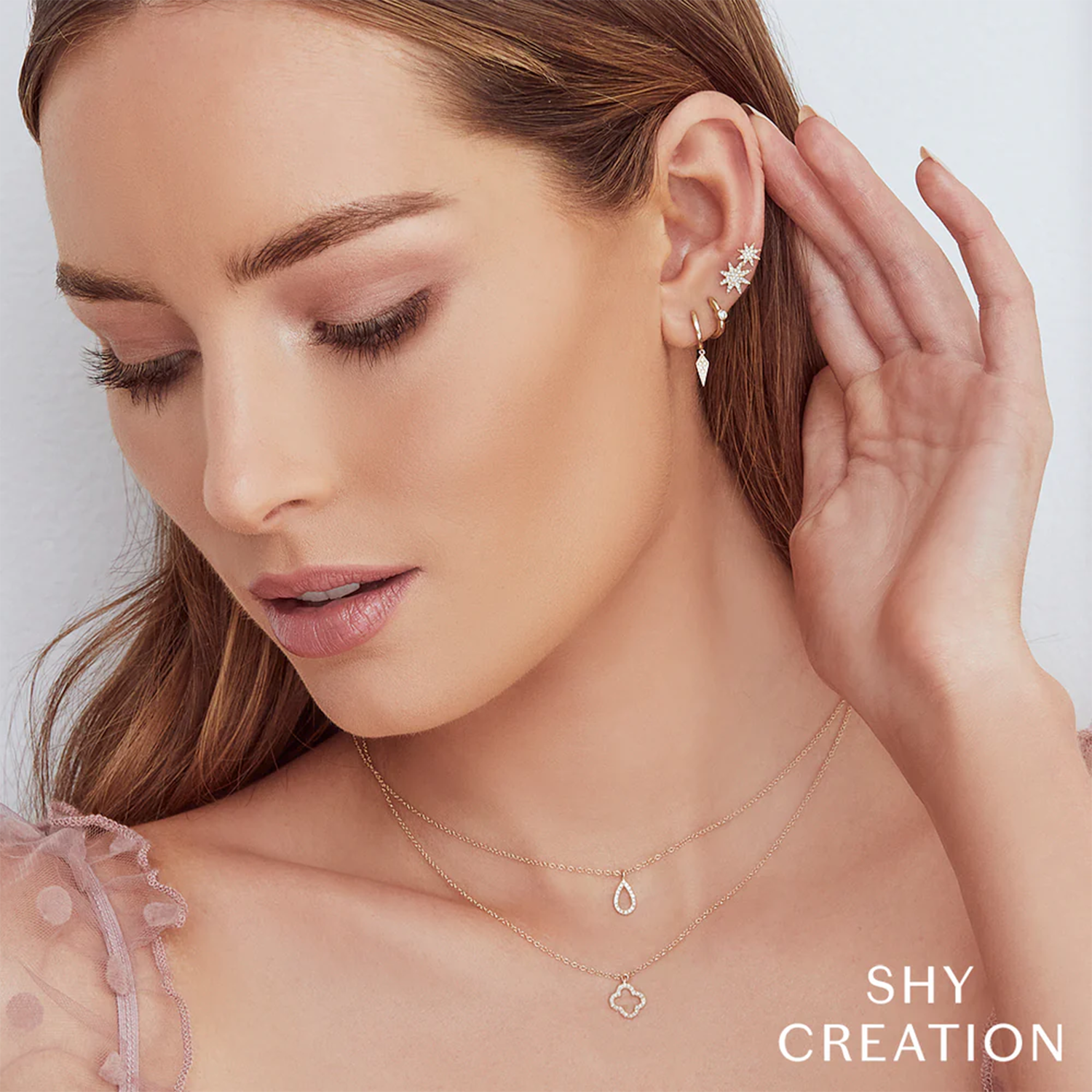 Kate Diamond Clover Yellow Gold Necklace