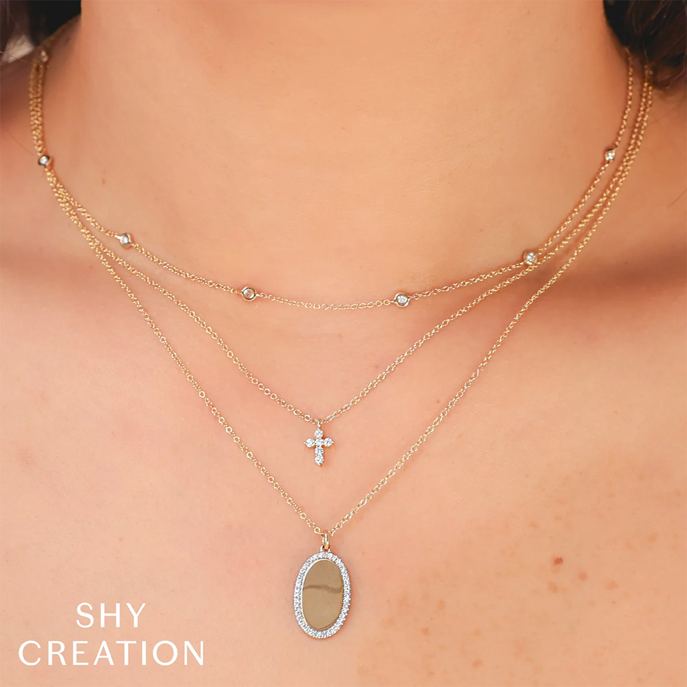 Gia Diamond Cross Yellow Gold Necklace