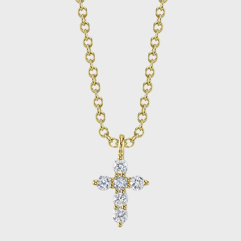 Gia Diamond Cross Yellow Gold Necklace