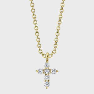 Gia Diamond Cross Yellow Gold Necklace