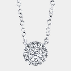 Eden White Gold Diamond Halo Pendant Necklace