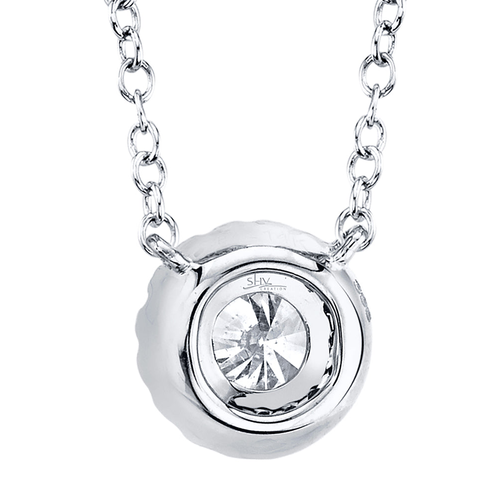 Shy Creation | Eden Diamond Halo Necklace | 14k White Gold