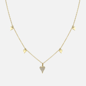 Kate Yellow Gold Diamond Pavé Heart Charm Necklace