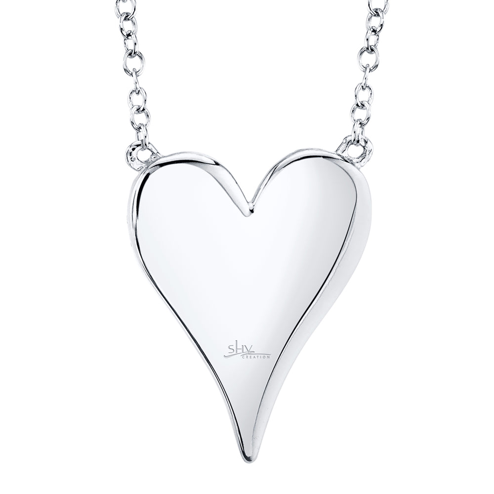 Heart-shaped diamond pendant necklace, back view