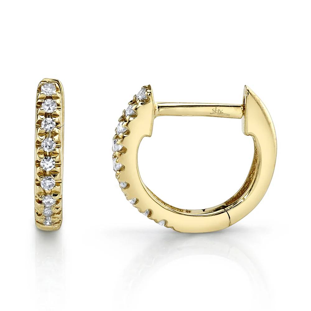 Kate Yellow Gold Diamond Mini Huggie Earrings