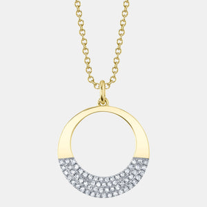 Kate Yellow Gold Diamond Pavé Circle Necklace