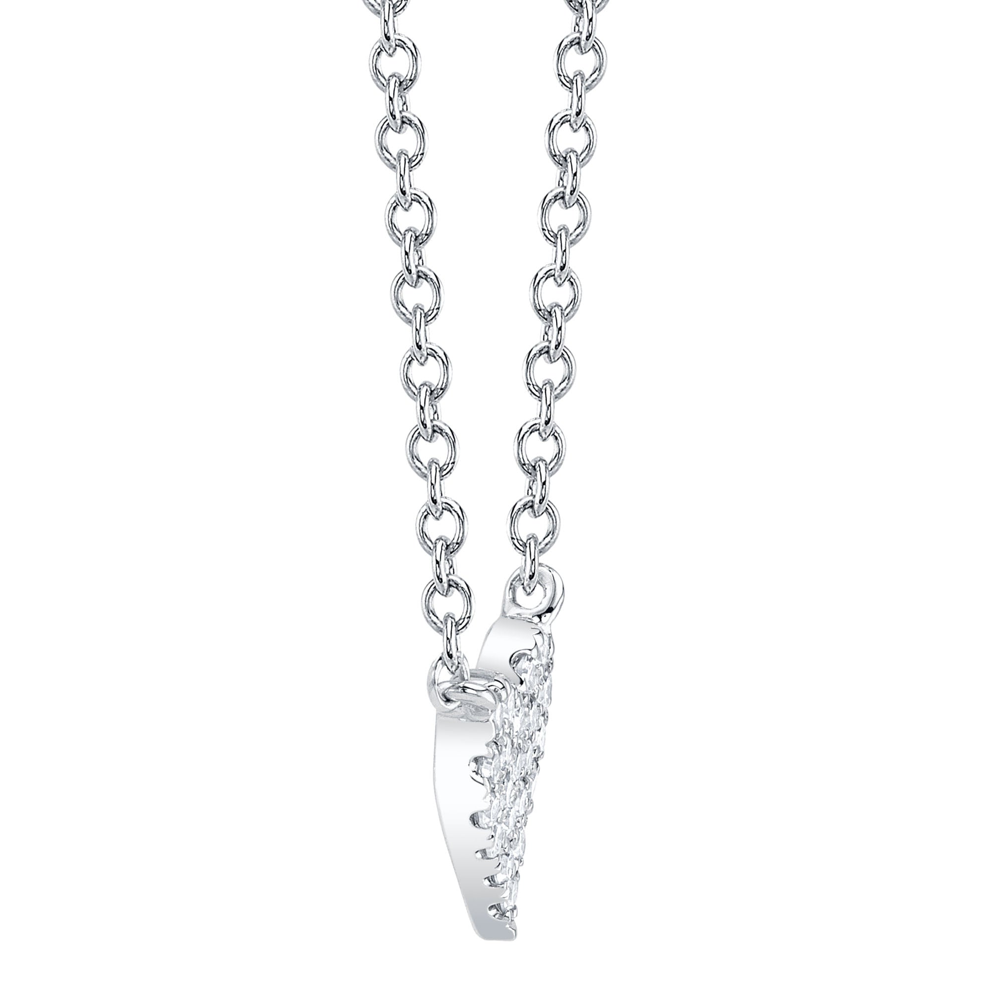 White Gold necklace with a heart pendant on a white background