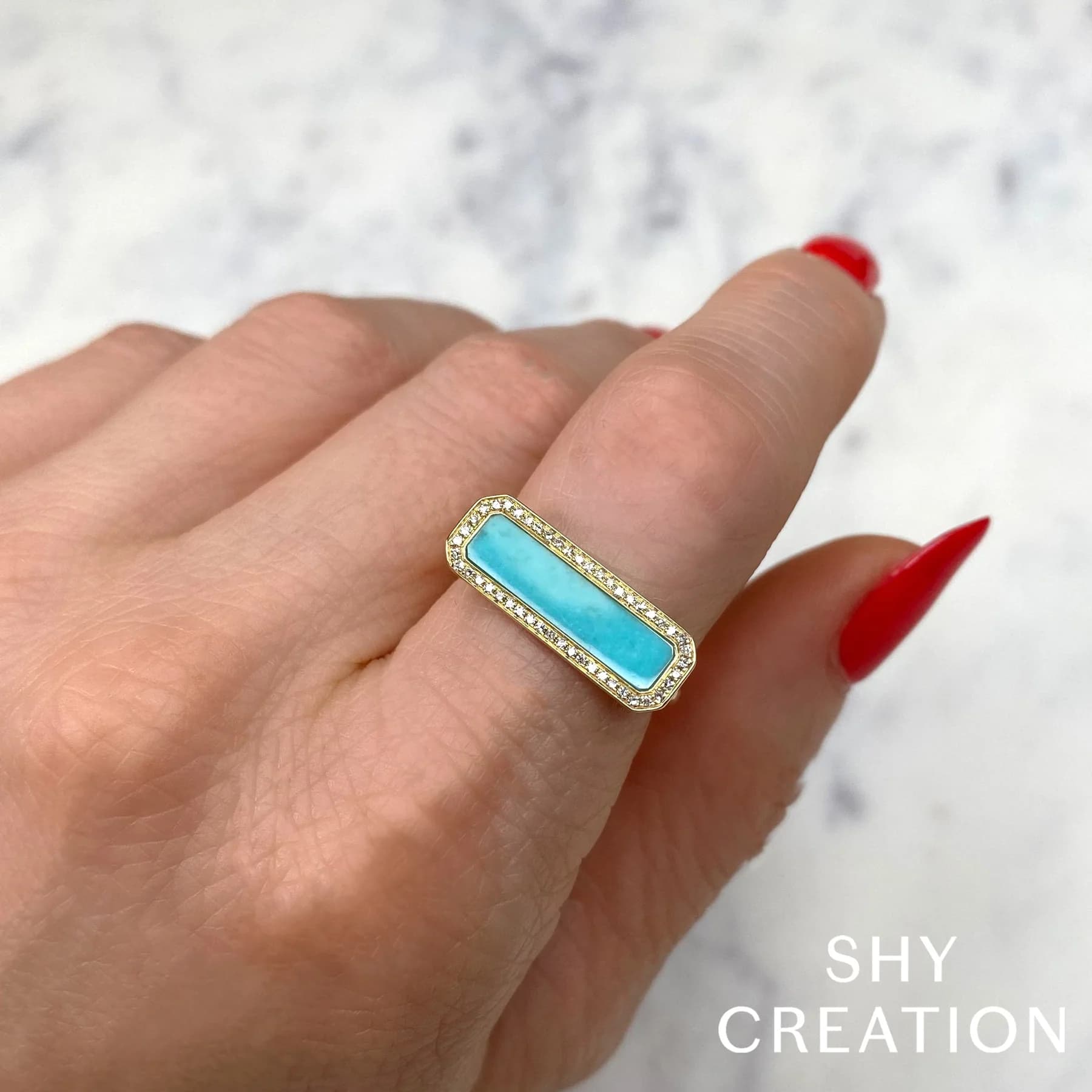 yellow gold turquoise and diamond ring