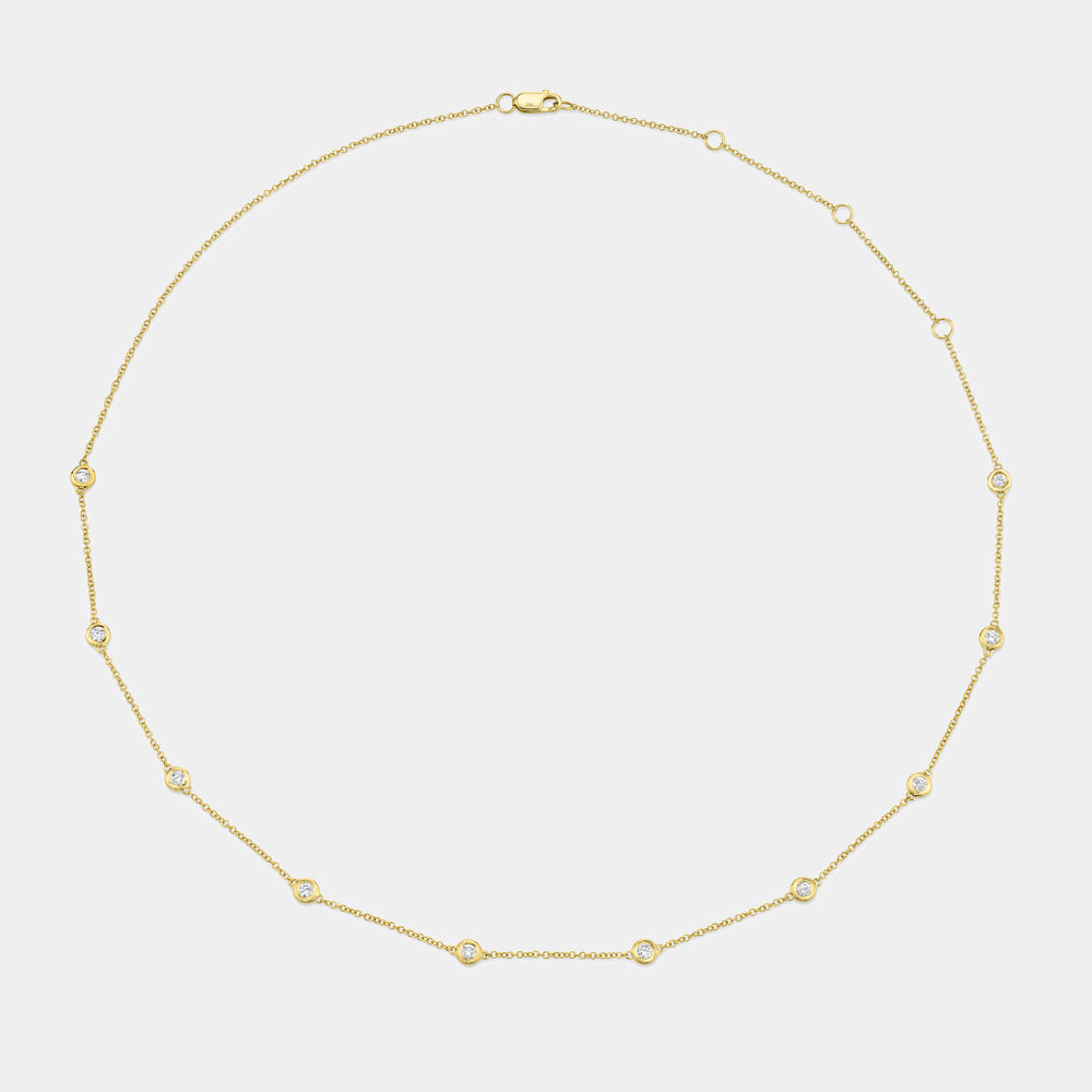 Yellow gold diamonds by the yard necklace