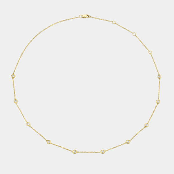 Yellow gold diamonds by the yard necklace