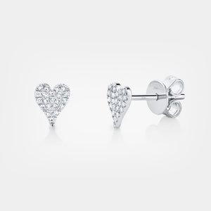 Kate White Gold Pave Diamond Heart Stud Earrings