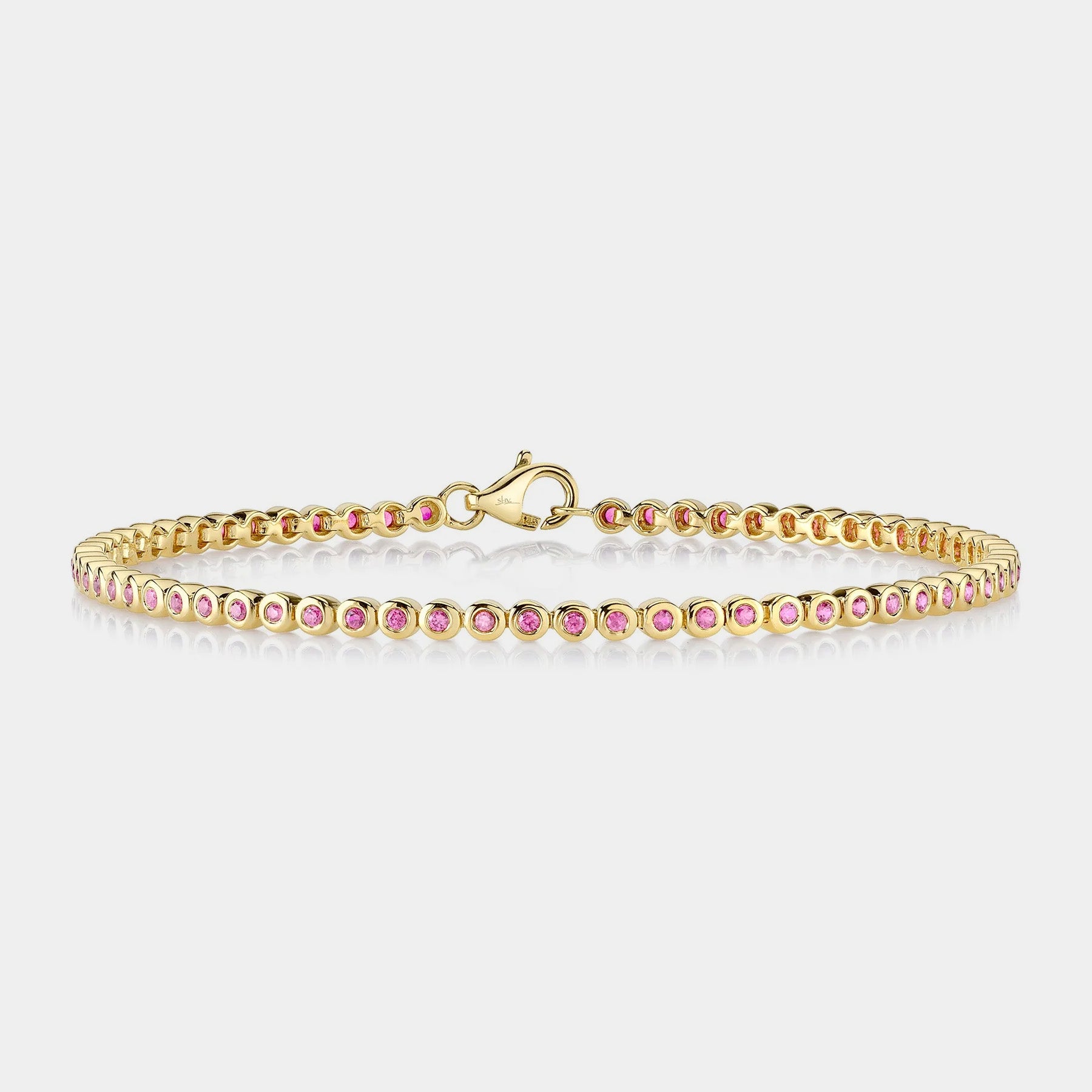 pink bezel tennis bracelet