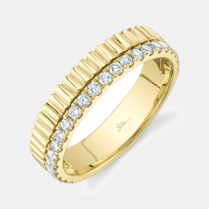 Kate Yellow Gold Ribbed Diamond Ring