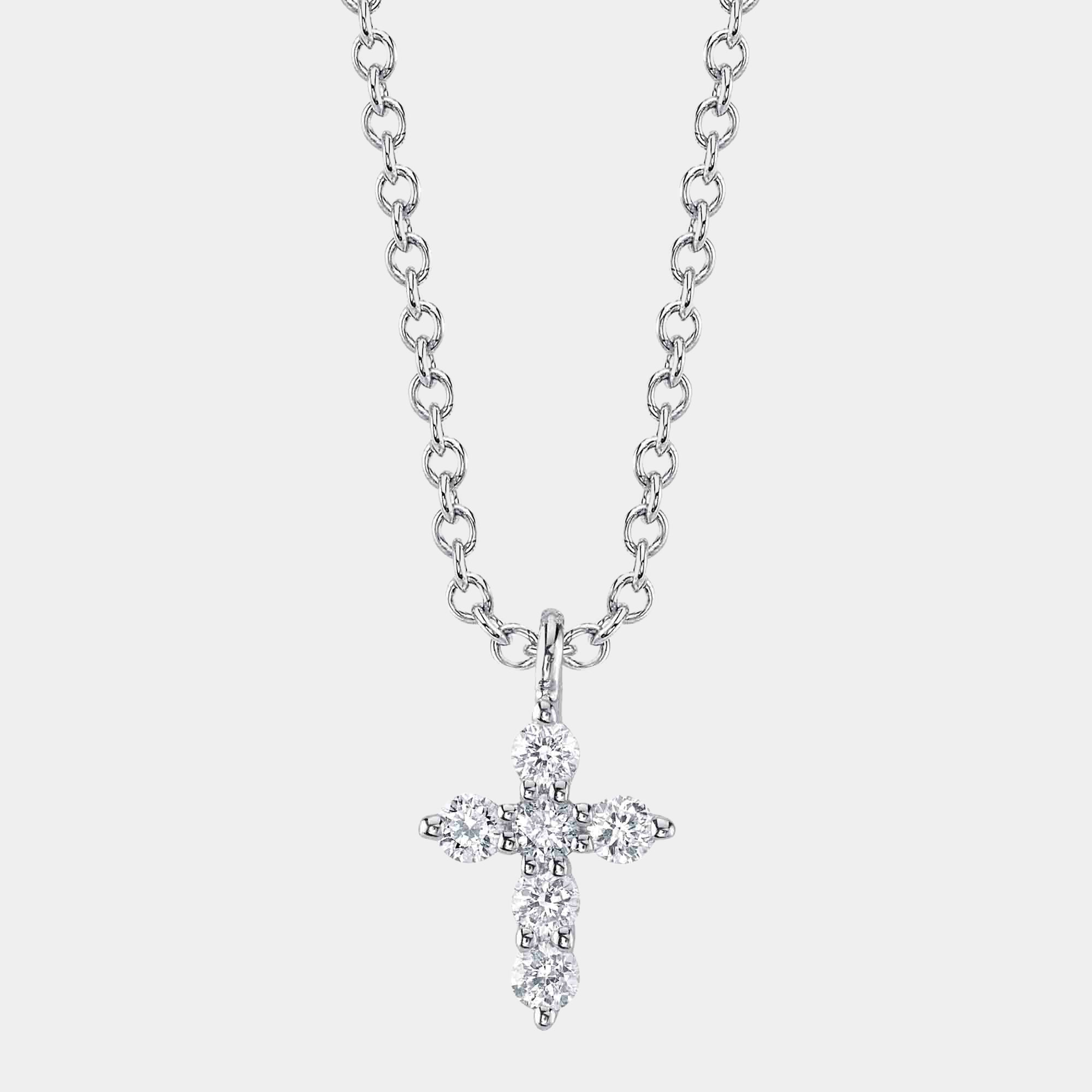 White gold diamond pendant necklace, front view